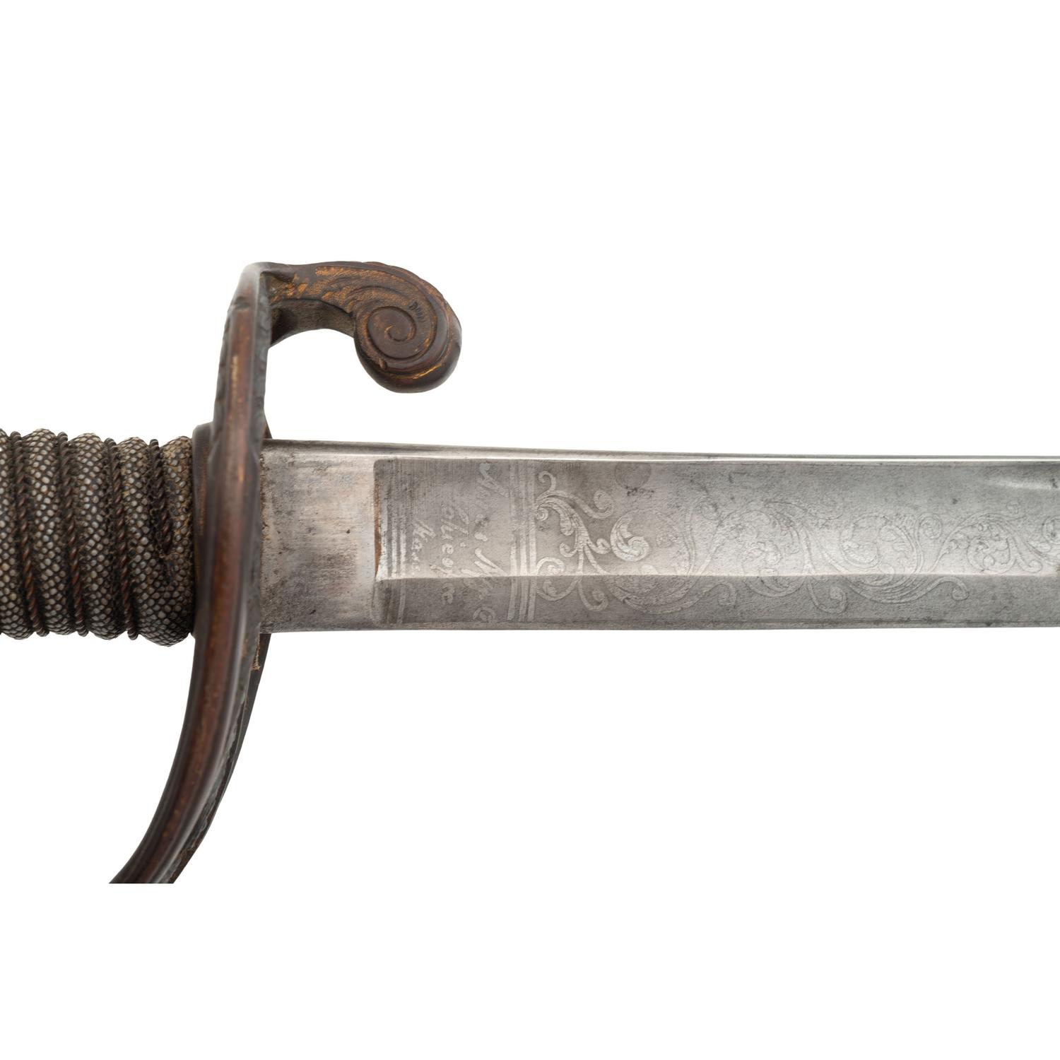 Ames Model 1850 Foot Officers Sword Presented to Lt. Cornelius Batchelder - 12th Mass Infantry - WIA at Gettysburg