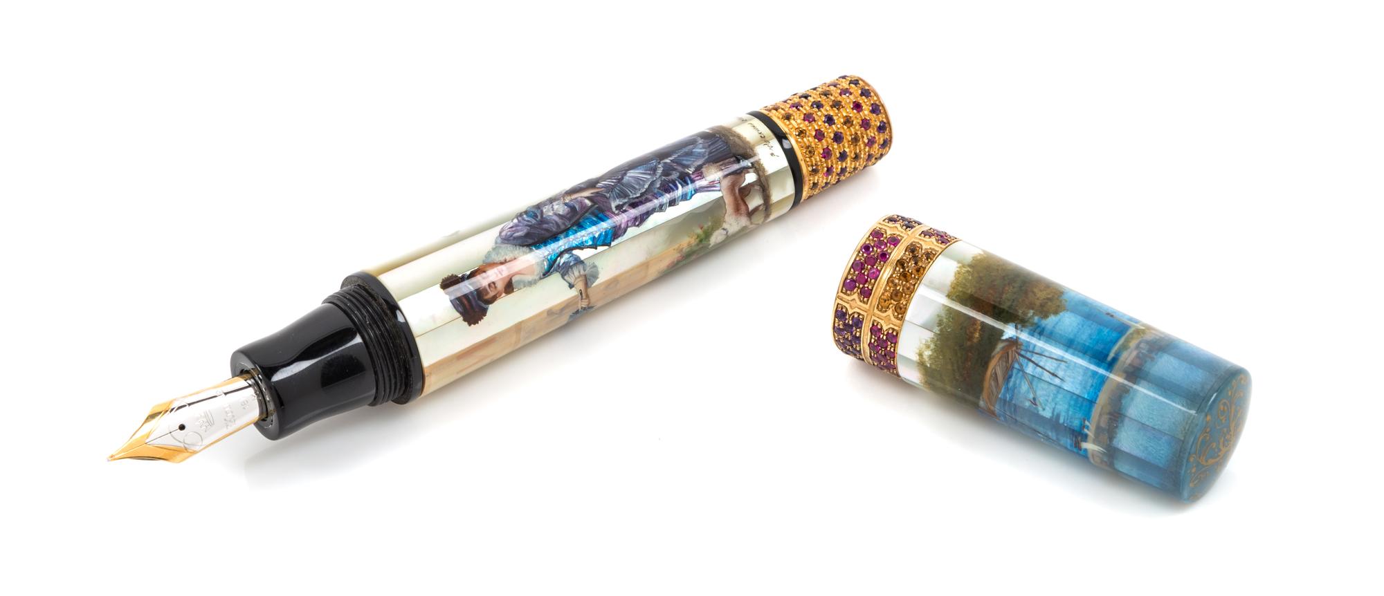 A Krone Mouline Rouge: Toulouse-Lautrec Limited Edition 18 Magnum Fountain Pen and Ink Set
