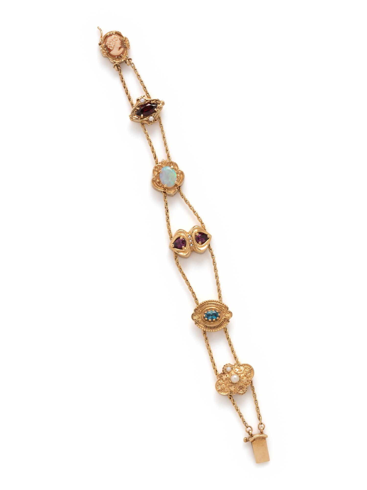 YELLOW GOLD AND MULTIGEM SLIDE BRACELET