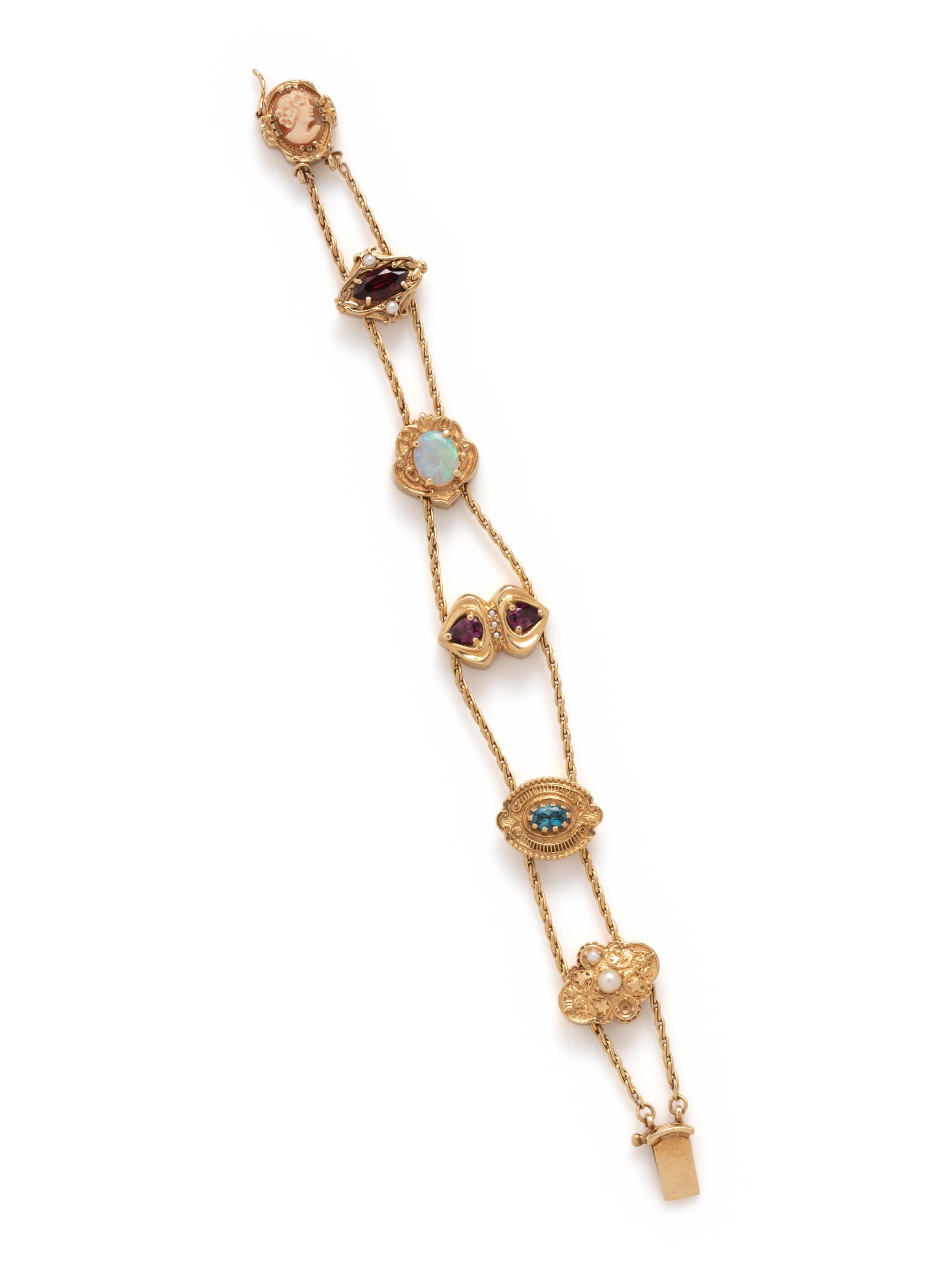YELLOW GOLD AND MULTIGEM SLIDE BRACELET