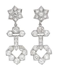 A Pair of Art Deco Platinum and Diamond Pendant Earrings, 8.00 dwts.