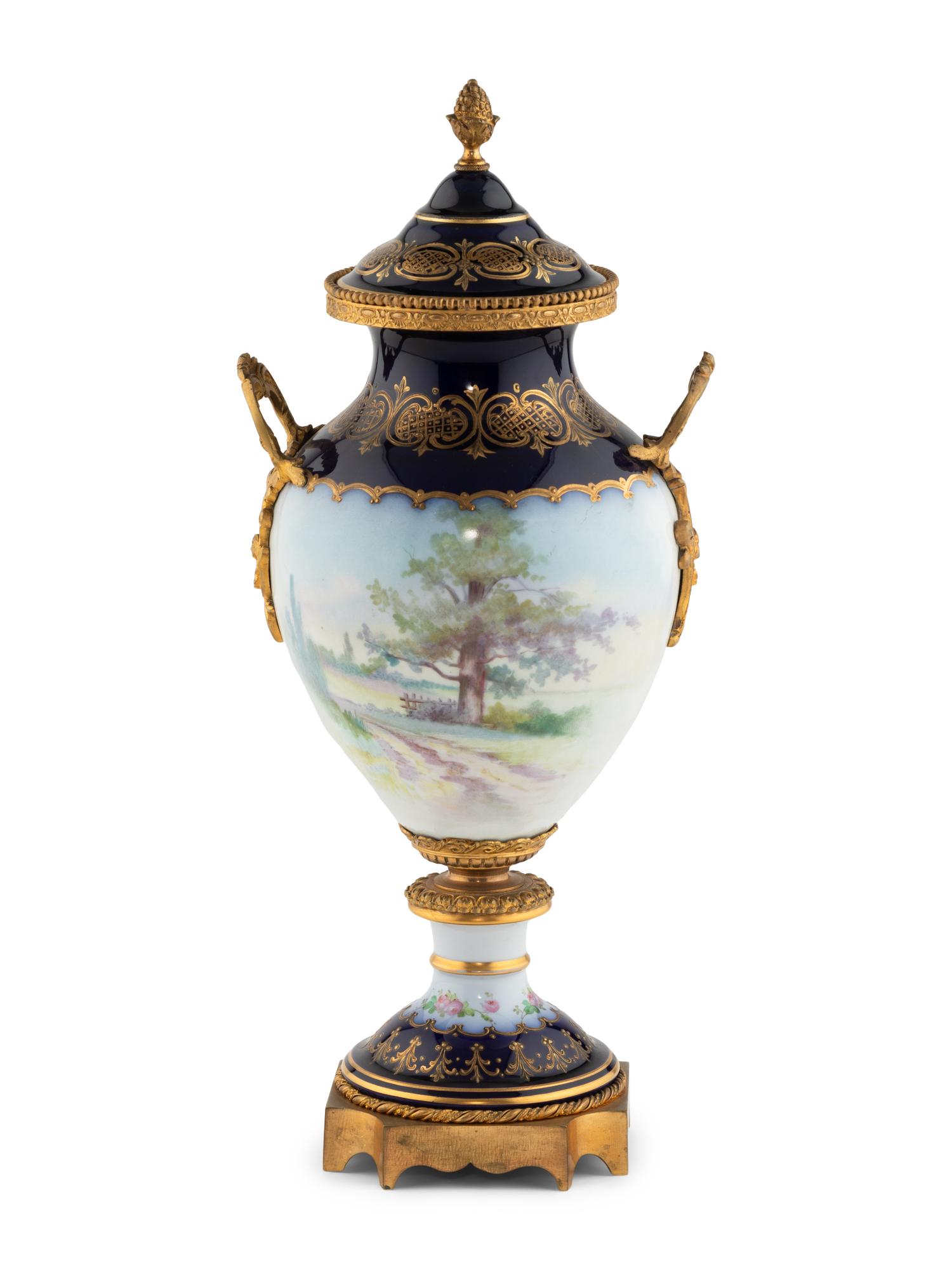 A Gilt Bronze Mounted Sèvres Style Porcelain Urn