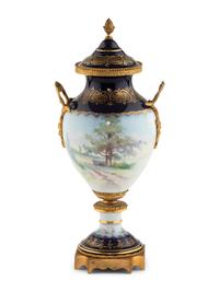 A Gilt Bronze Mounted Sèvres Style Porcelain Urn