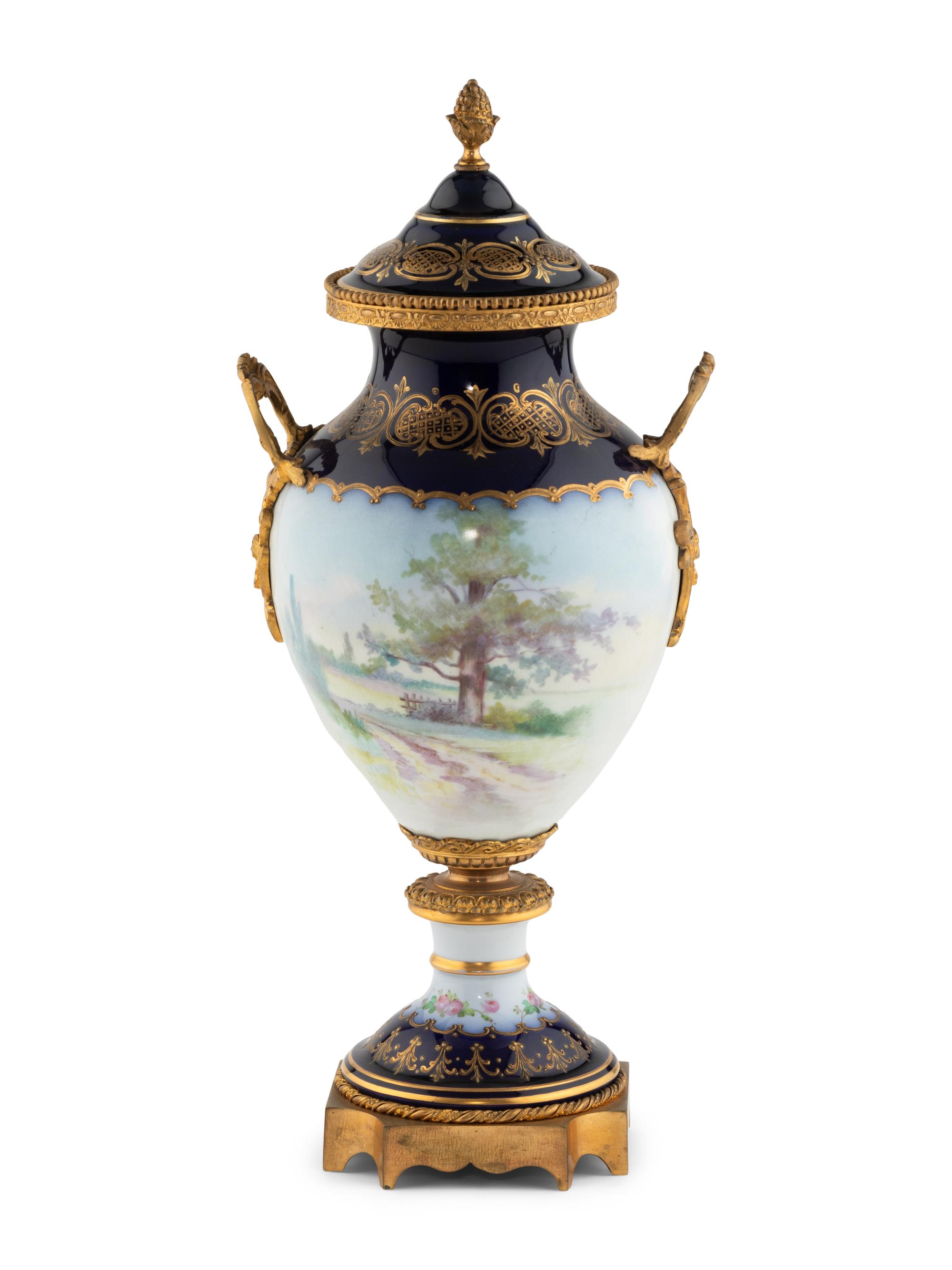 A Gilt Bronze Mounted Sèvres Style Porcelain Urn