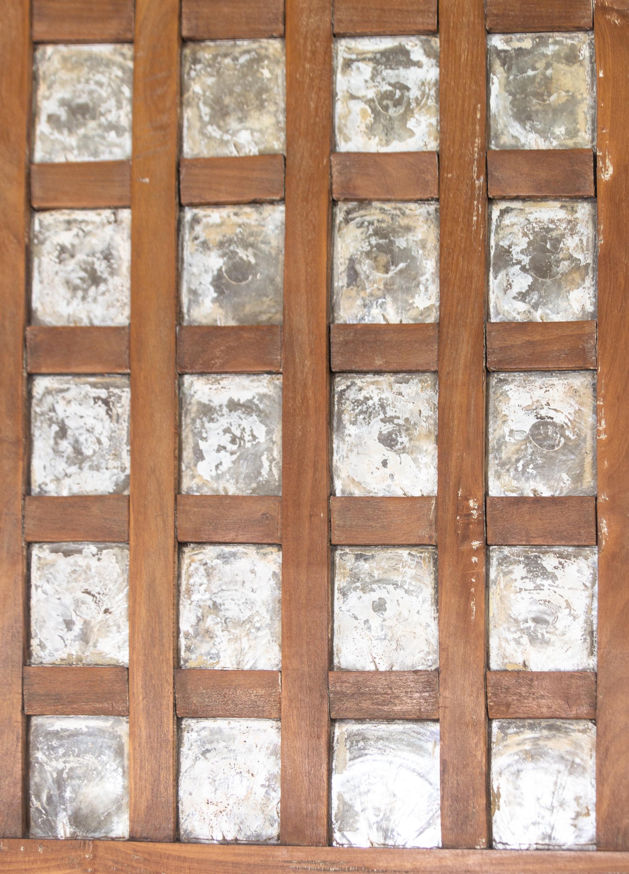 A Philippine Wood and Capiz Shell Three-Panel Floor Screen