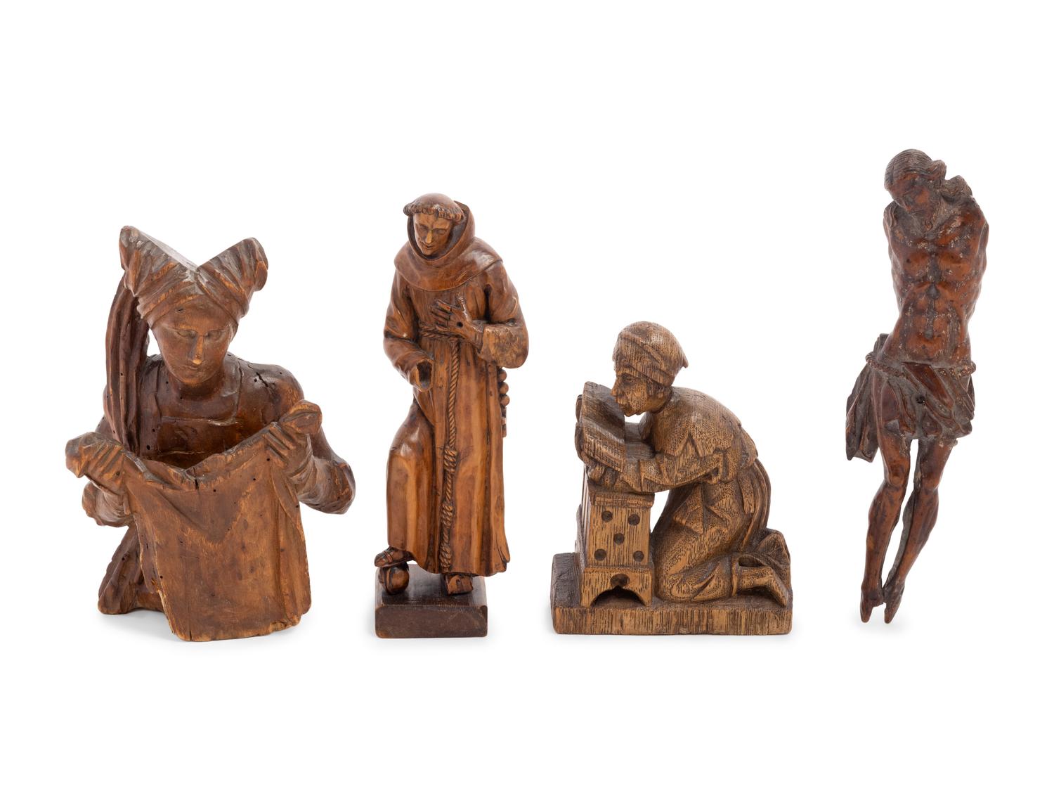 Four Continental Carved Santo Figures