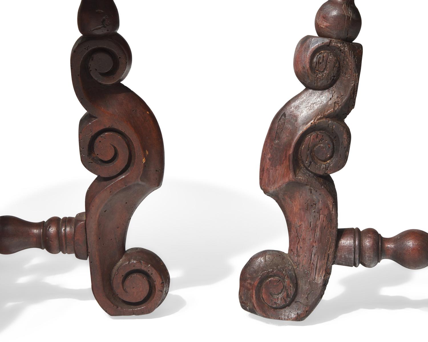 A Near Pair of Flemish Baroque Walnut Footstools