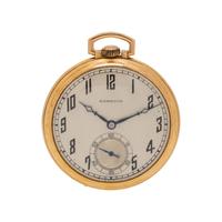 HAMILTON, 14K YELLOW GOLD OPEN FACE POCKET WATCH