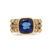 DORIS PANOS YELLOW GOLD, TANZANITE AND DIAMOND RING