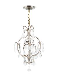 A Silvered Metal and Glass-Beaded Single-Light Chandelier