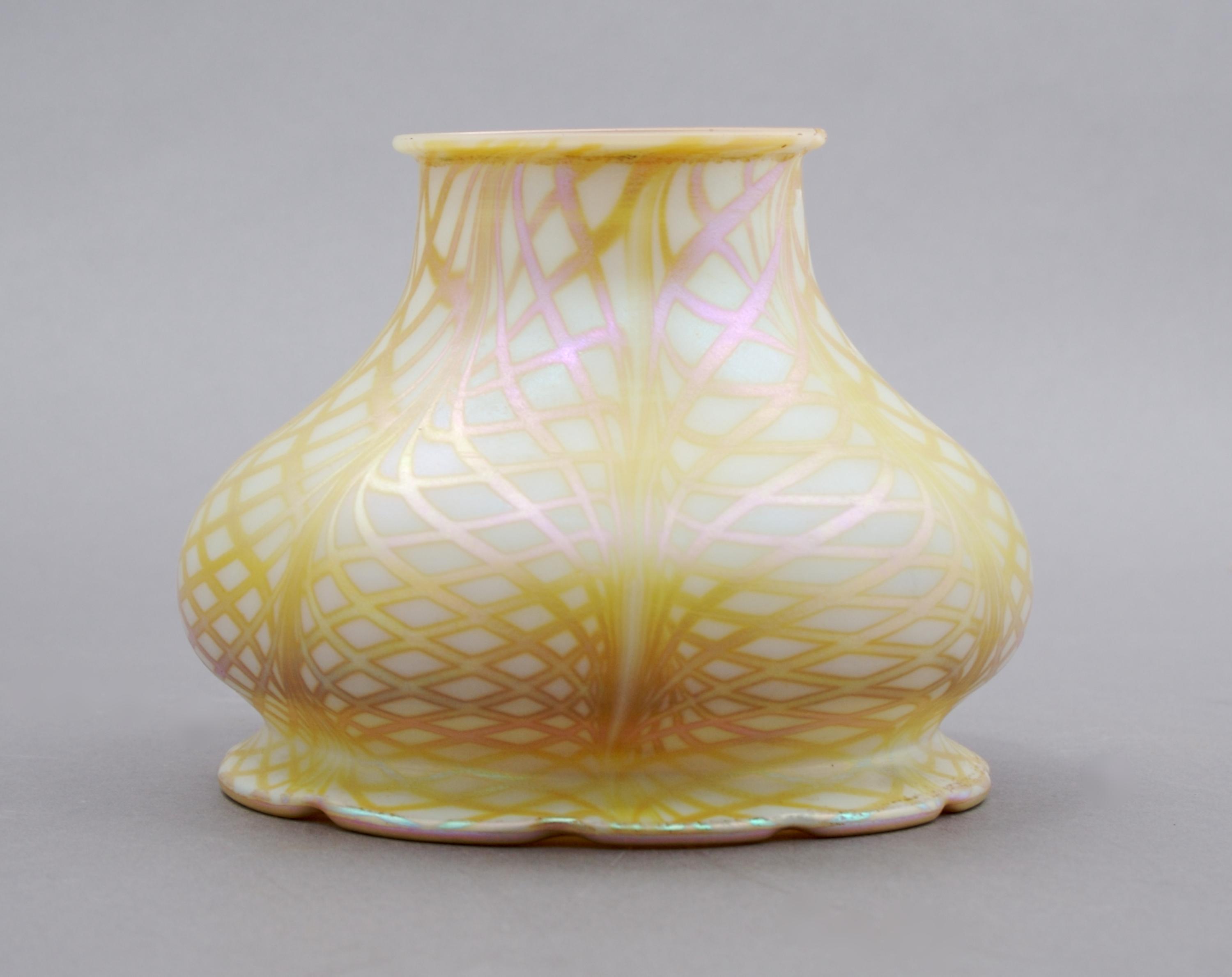 A Quezal Glass Shade, Height 3 1/4 inches.
