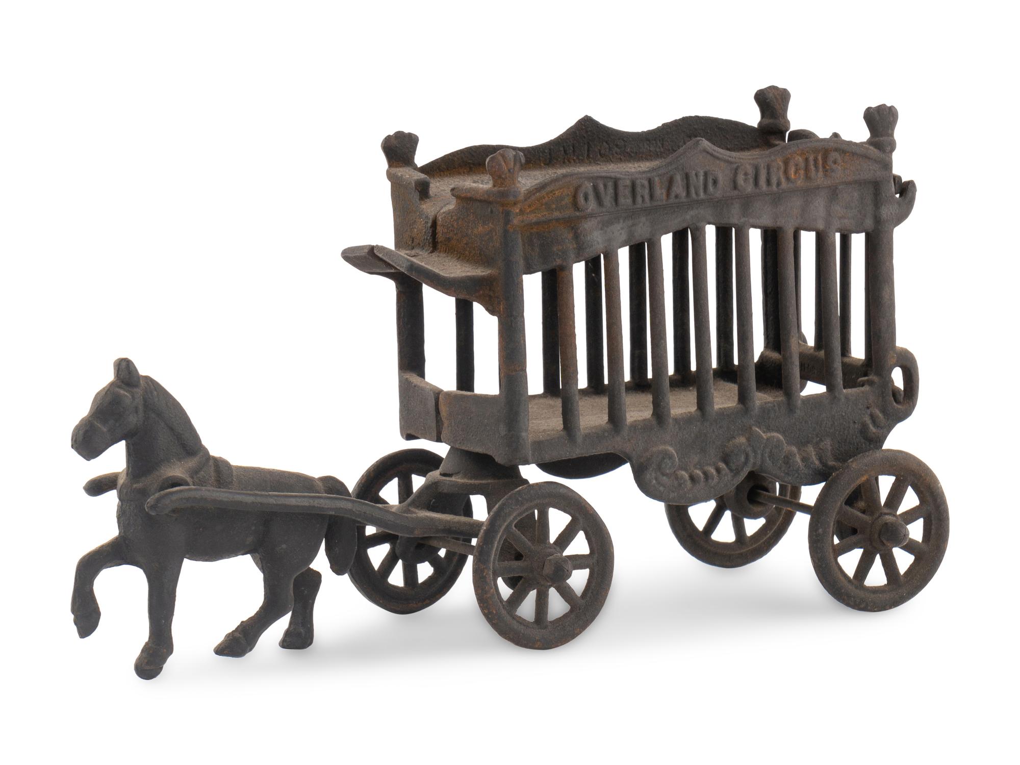 A Cast Iron Horse-Led Wagon Train Pull Toy
