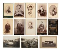 [EARLY PHOTO] 125 CDVs and cabinet cards of varying subjects, incl. military and occupational views