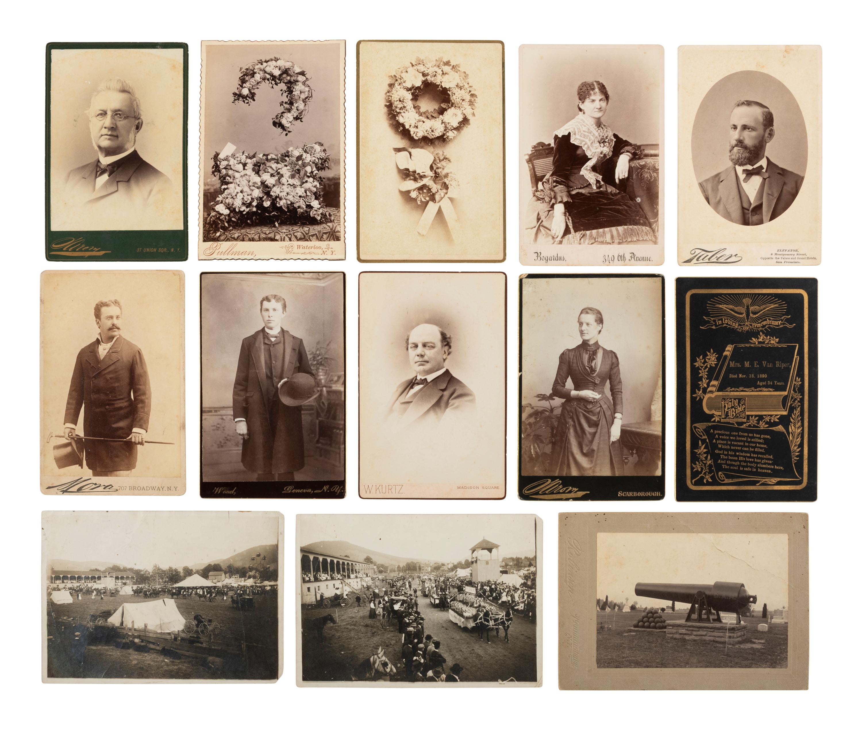 [EARLY PHOTO] 125 CDVs and cabinet cards of varying subjects, incl. military and occupational views