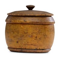 A Yellow Painted Lidded Treenware Canister, 19th Century