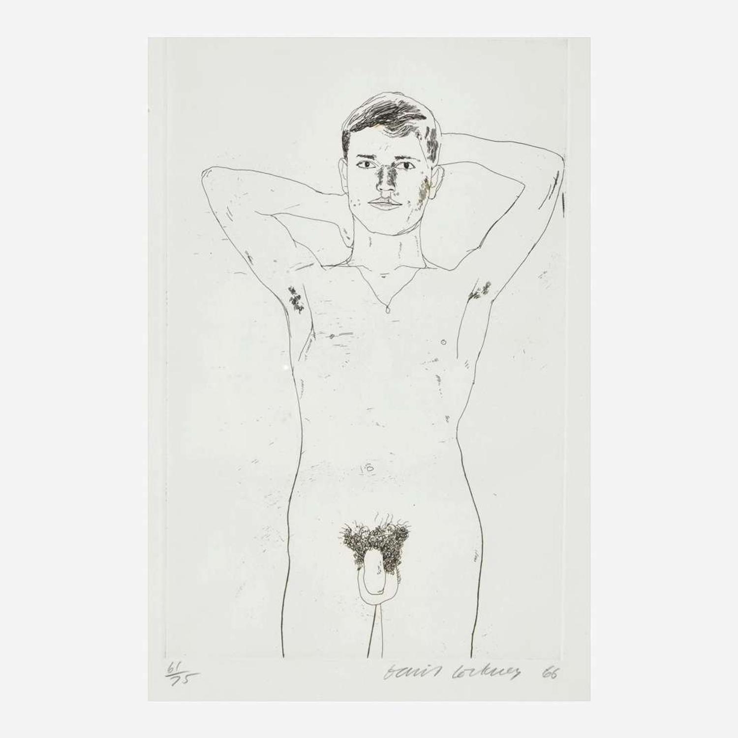 David Hockney (British, b.1937) In an Old Book, from Illustrations for Fourteen Poems from C.P. Cavafy