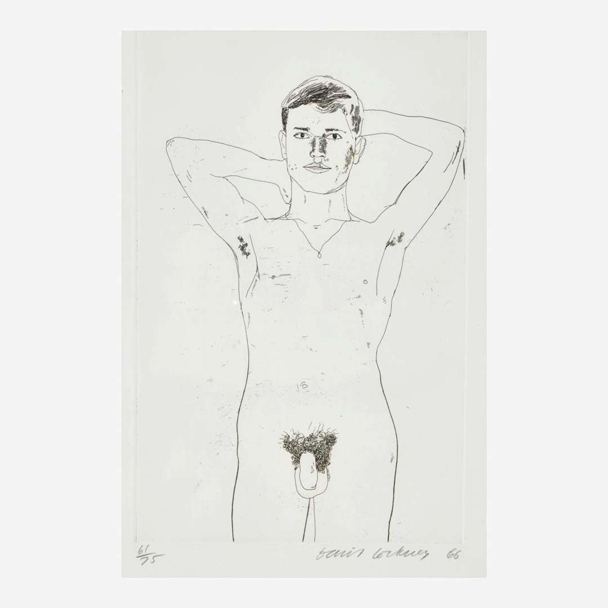 David Hockney (British, b.1937) In an Old Book, from Illustrations for Fourteen Poems from C.P. Cavafy