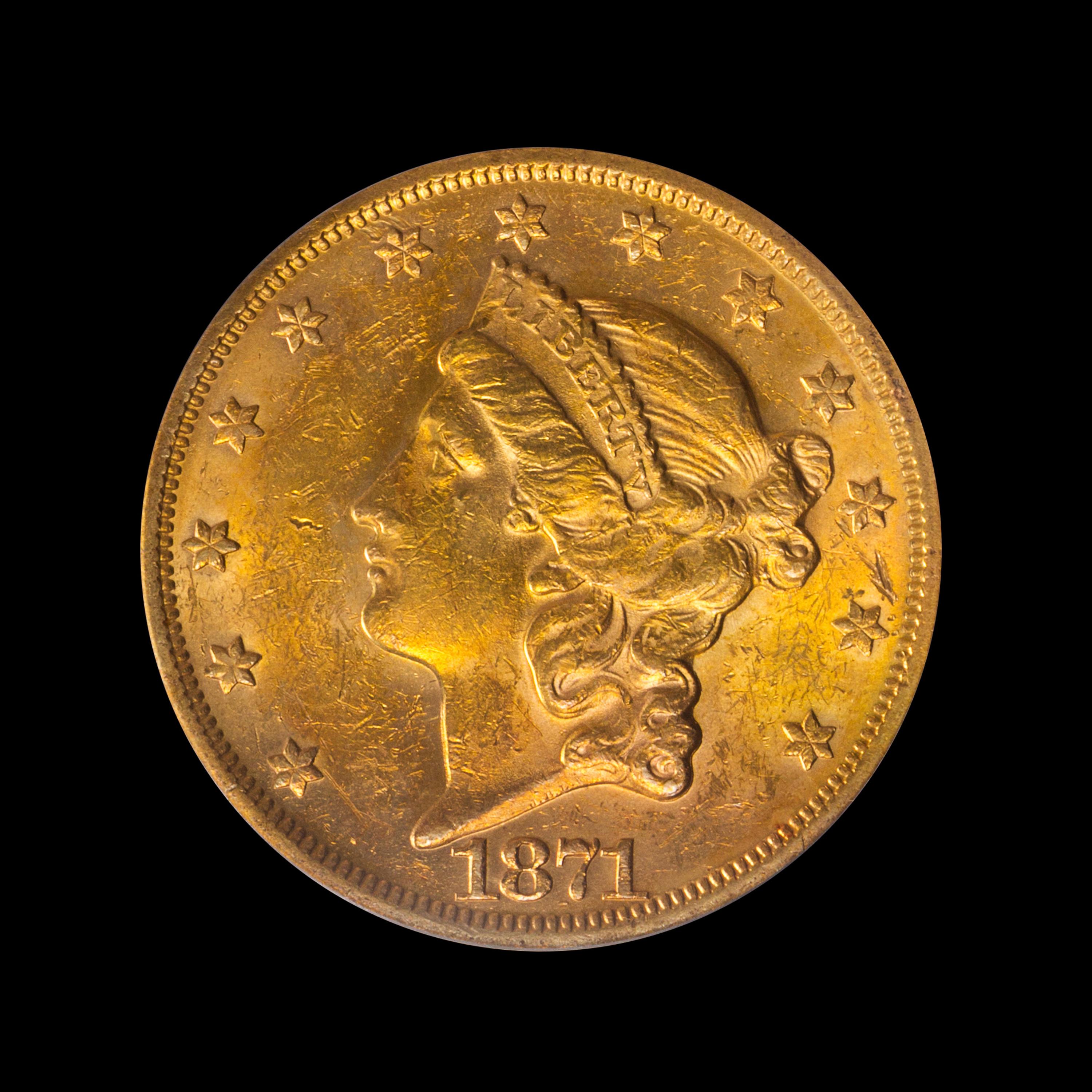 A United States 1871-S Liberty Head $20 Gold Coin