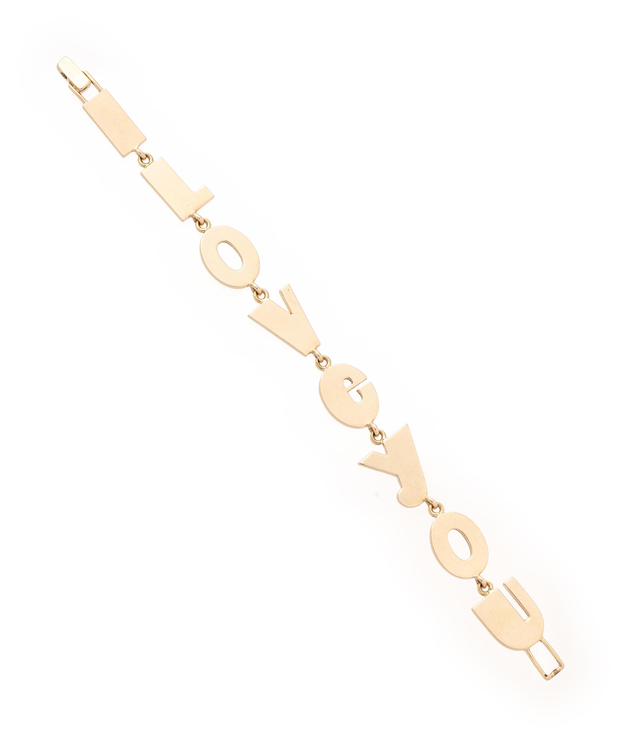 YELLOW GOLD 'I LOVE YOU' BRACELET