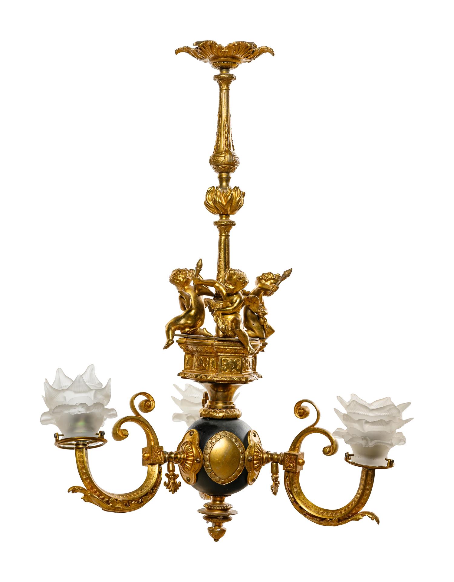 A French Gilt Bronze Three-Light Chandelier