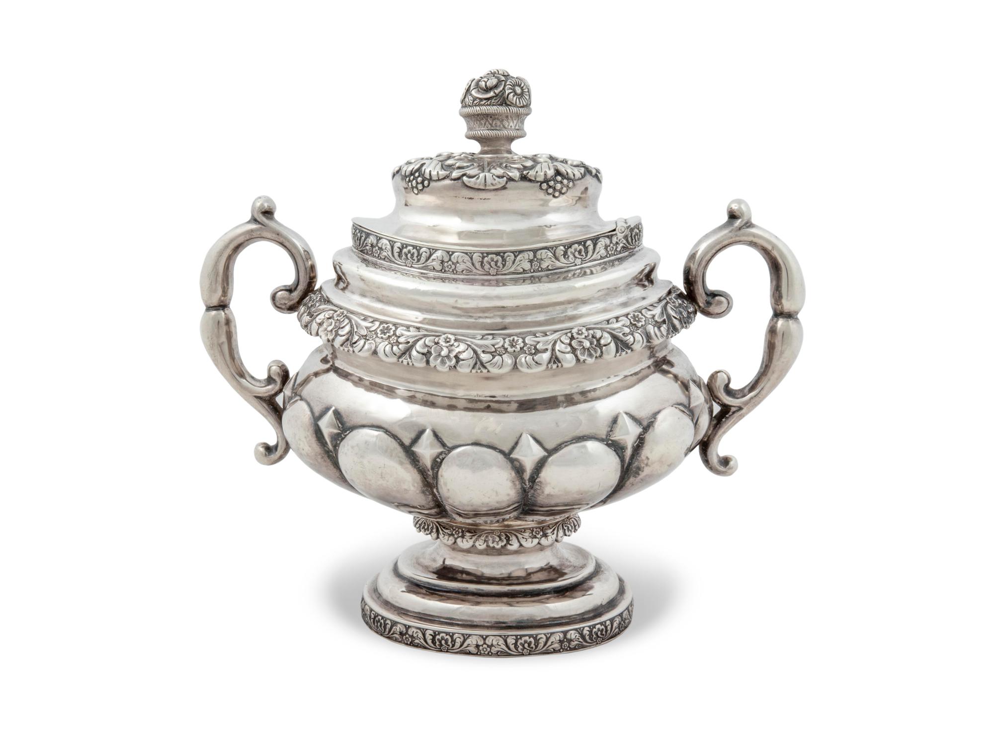 An American Coin Silver Large Sugar Urn — William Thomson, New York, Second Quarter 19th Century