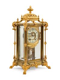 An Ansonia Excelsior Crystal Gilt Metal Regulator Clock