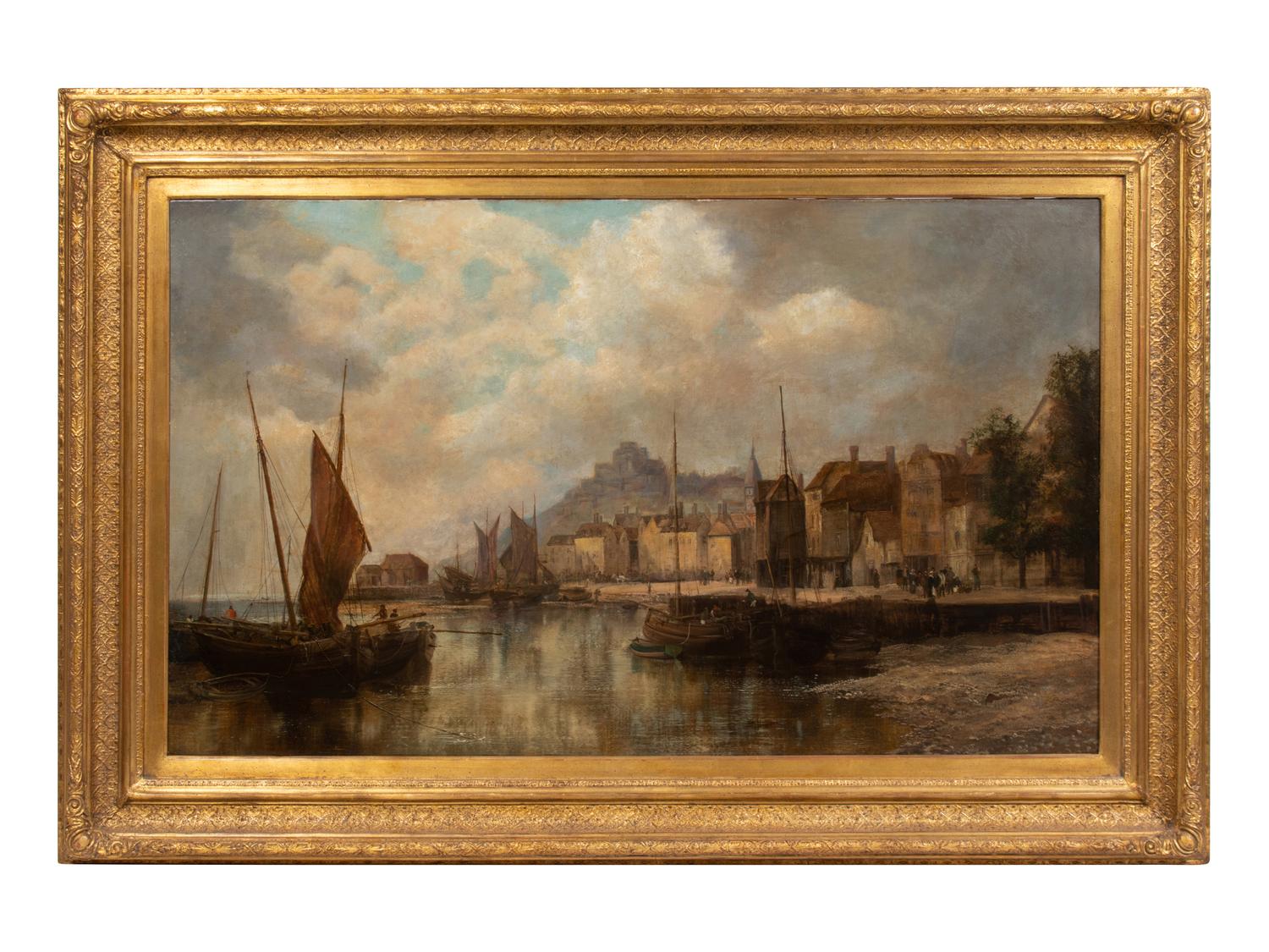 William Howard (British, 1879–1945) Boat at Harbor oil on canvas
