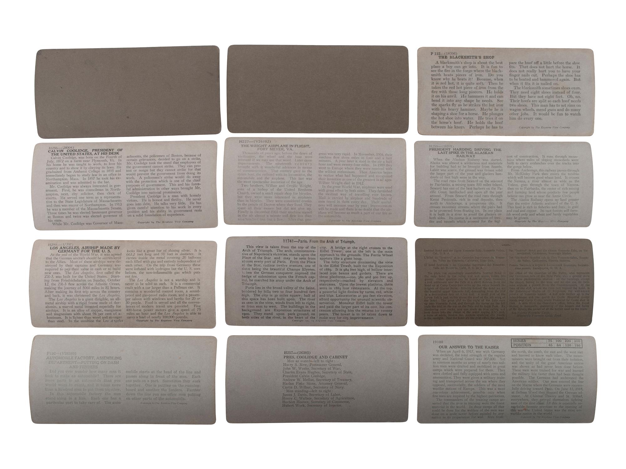 [EARLY PHOTOGRAPHY]. Collection of stereoviews by Keystone and Underwood, several in wooden box.