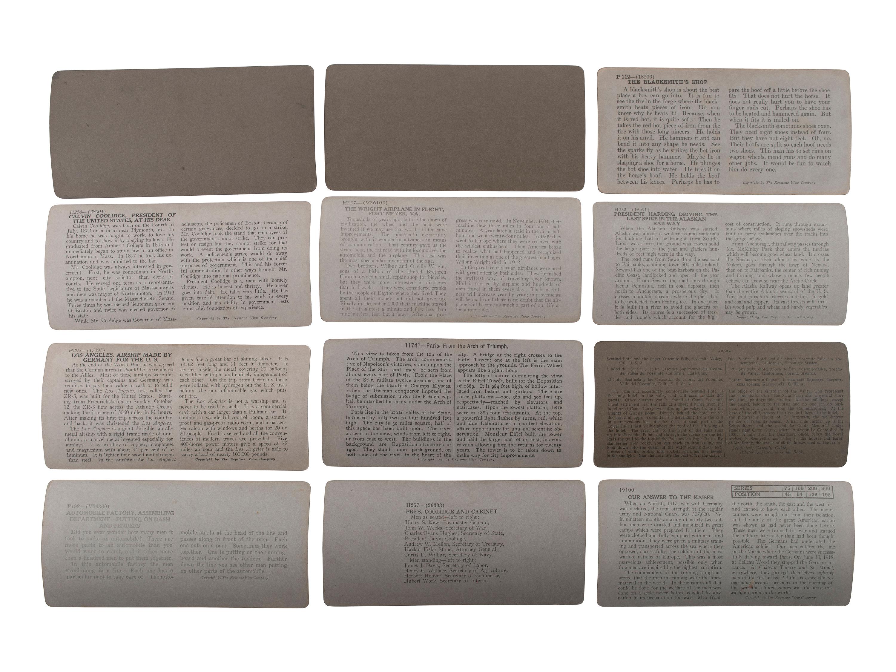 [EARLY PHOTOGRAPHY]. Collection of stereoviews by Keystone and Underwood, several in wooden box.