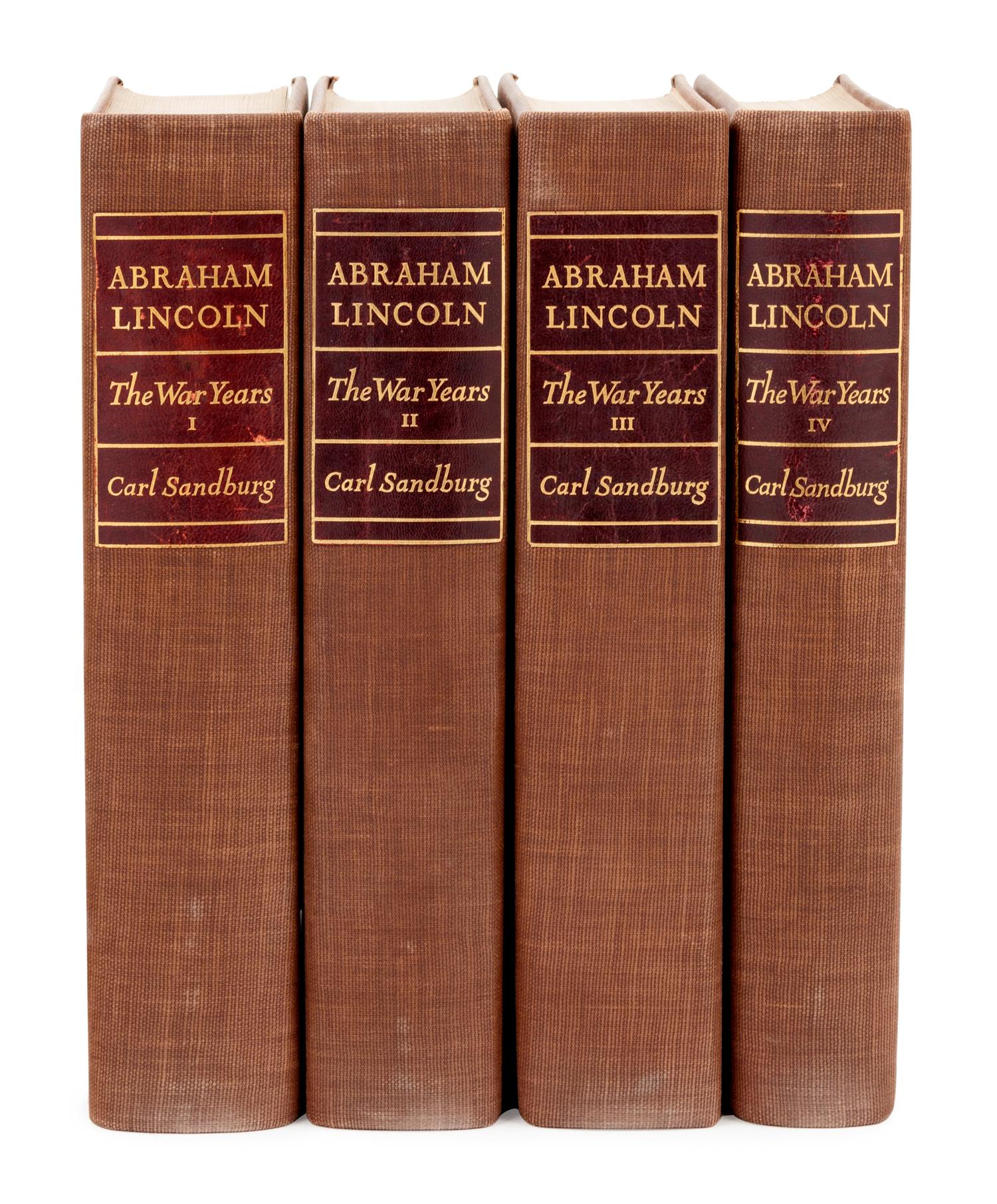 [LINCOLN, Abraham]. SANDBURG, Carl (1878-1967). Abraham Lincoln: The War Years. New York: Harcourt, Brace & Company, 1939.