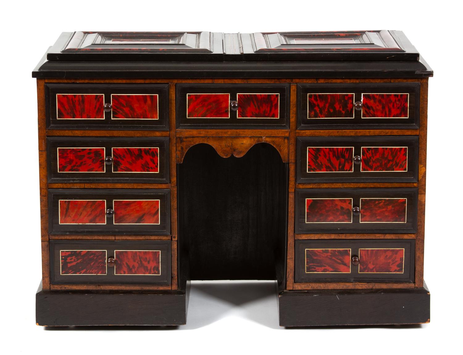 A Flemish Ebonized and Tortoiseshell Veneered Lady's Vanity Height 38 inches. — 18TH CENTURY