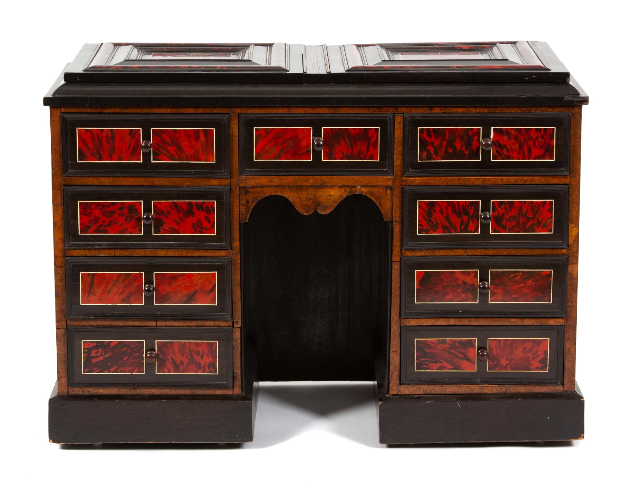A Flemish Ebonized and Tortoiseshell Veneered Lady's Vanity Height 38 inches. — 18TH CENTURY