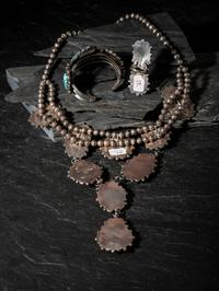 Navajo Silver and Turquoise Necklace, Cuff Bracelet, and Ring Suite