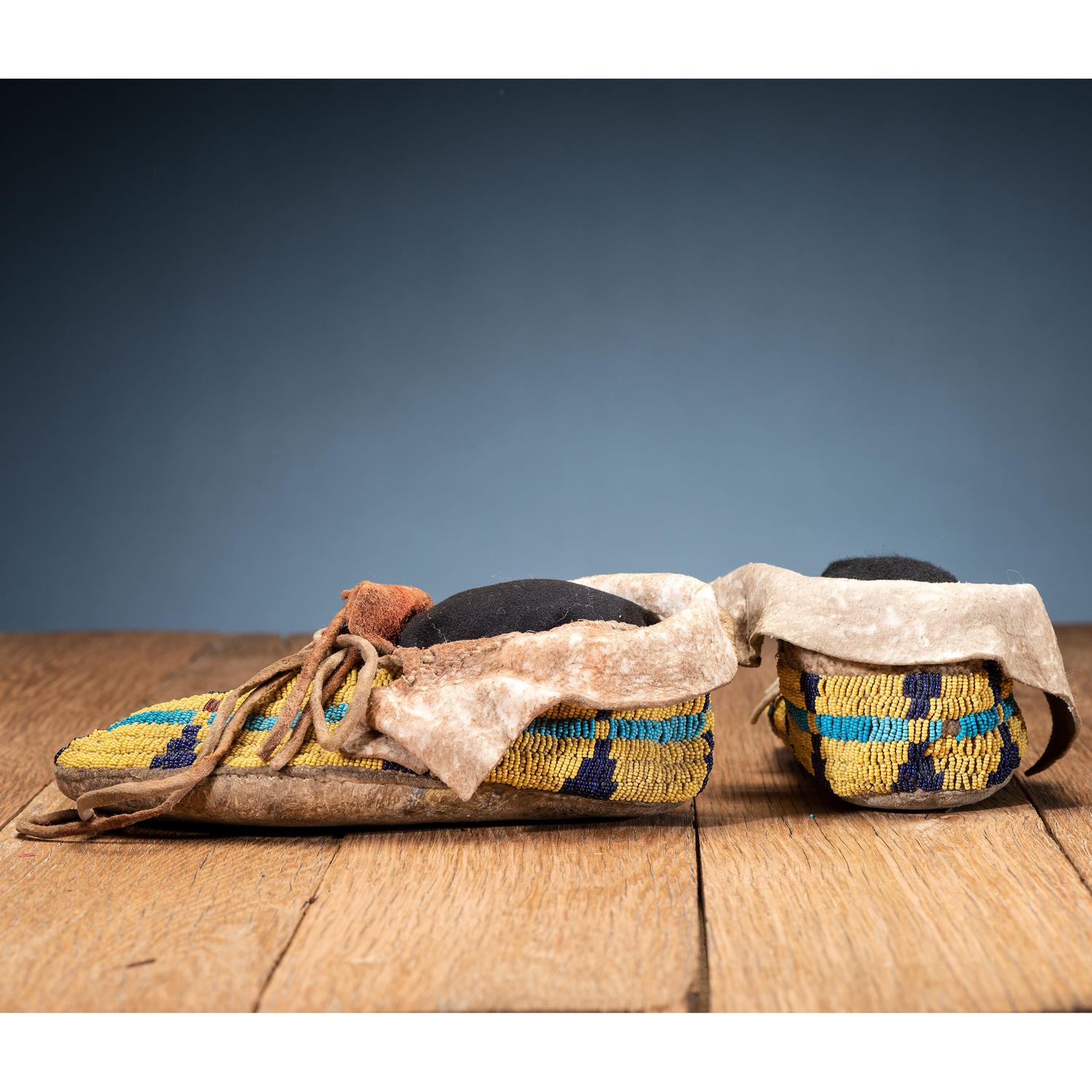 Central Plains Beaded Buffalo Hide Moccasins