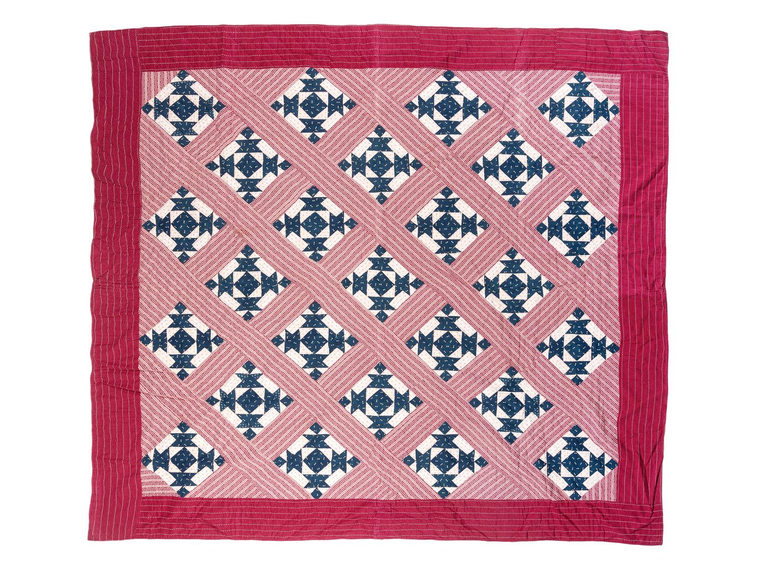 A Box of Bow Ties Pattern Pieced Cotton Quilt