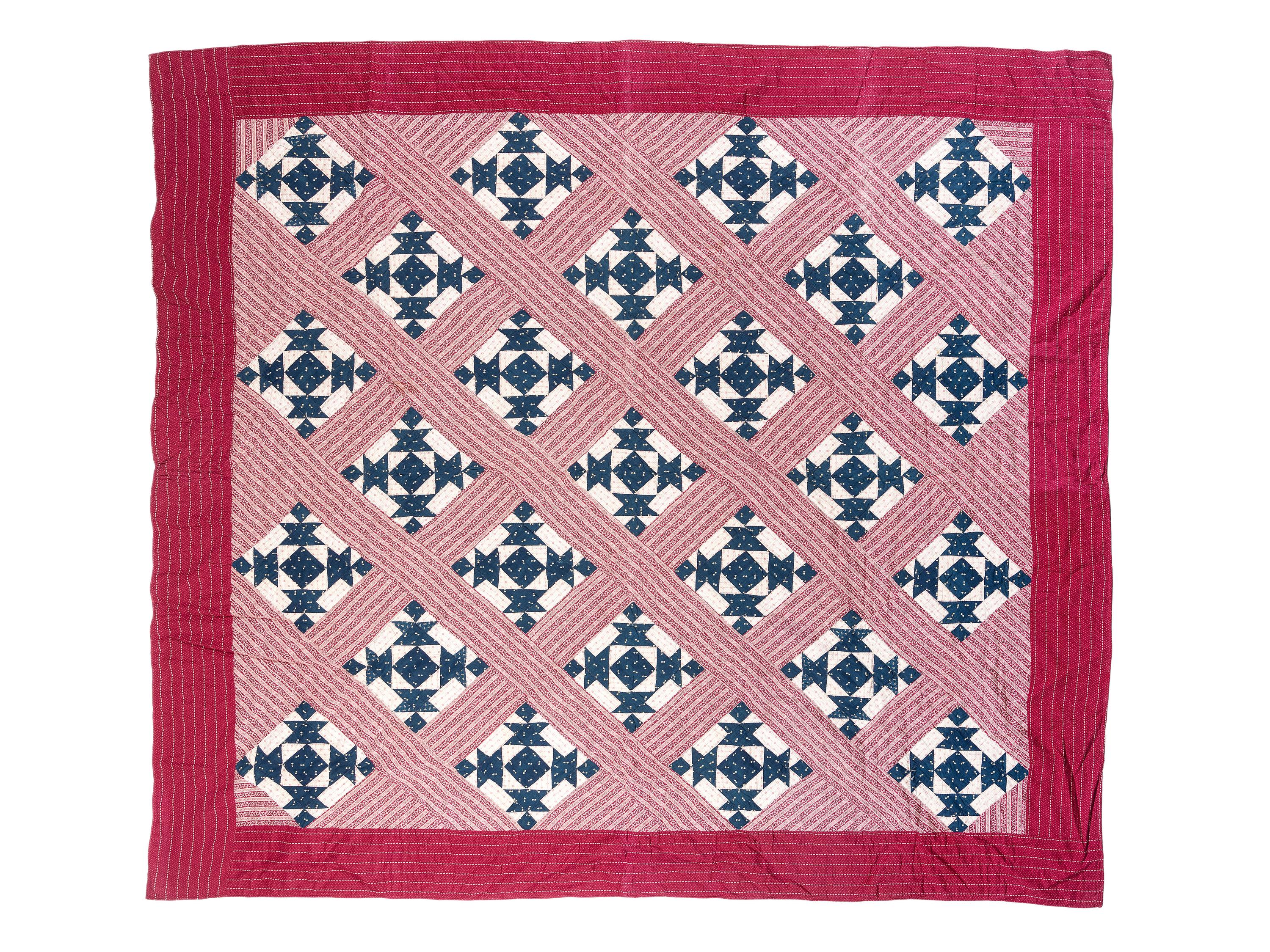 A Box of Bow Ties Pattern Pieced Cotton Quilt