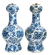 A Pair of Delft Blue and White Earthenware Vases Height 13 inches. — 20TH CENTURY