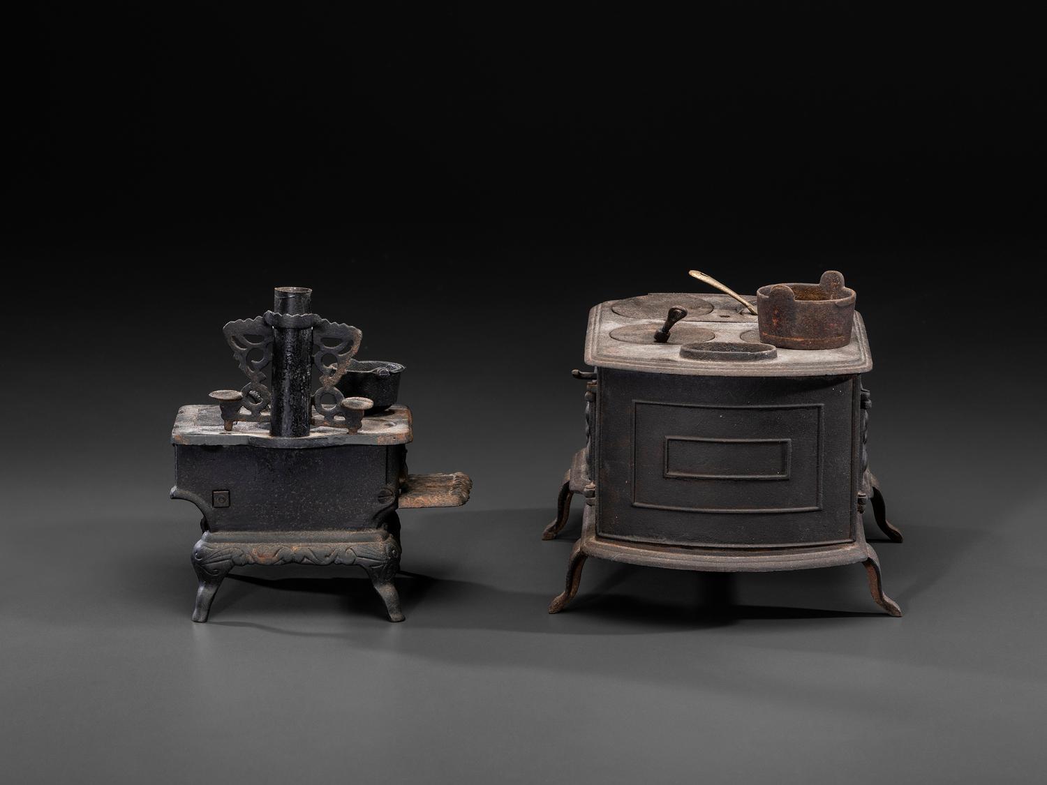 Two Salesman's Sample or Child's Toy Cast Iron Stoves