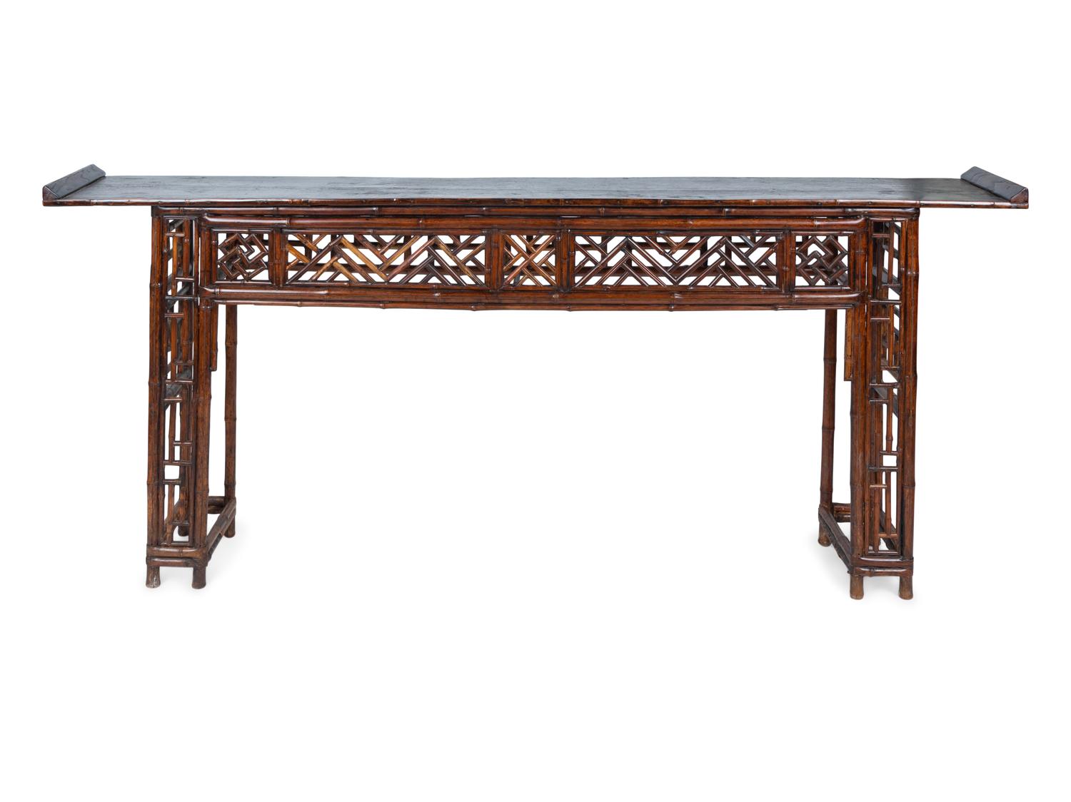 A Chinese Bamboo-Carved Console Table — 19TH CENTURY