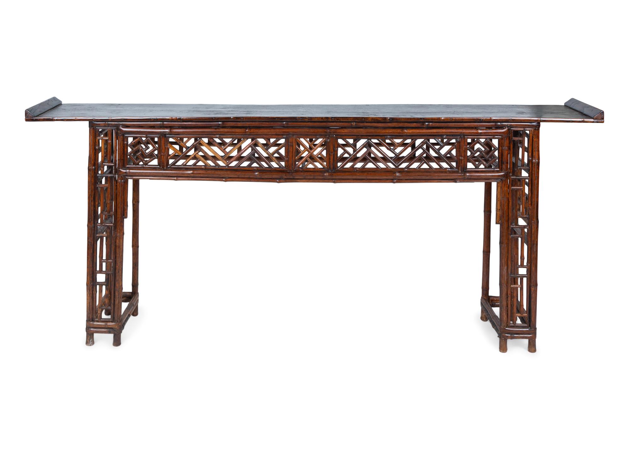 A Chinese Bamboo-Carved Console Table — 19TH CENTURY