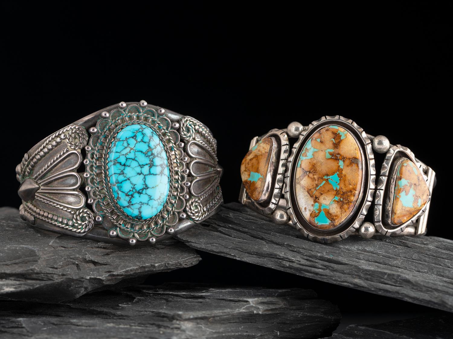 Navajo Silver and Turquoise Cuff Bracelet, PLUS