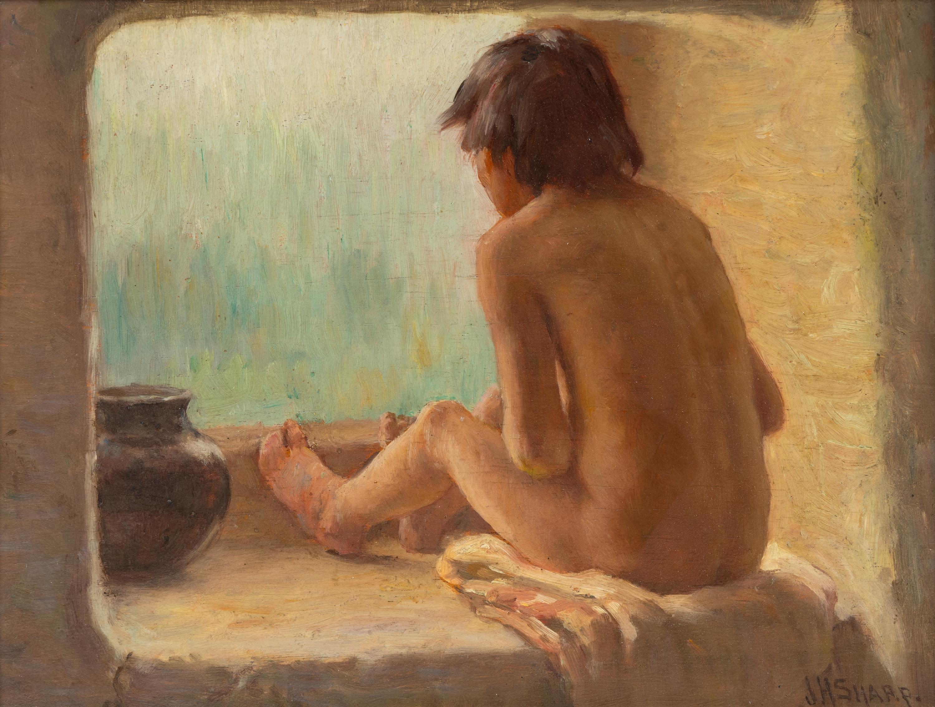 A Rainy Day (Indian Boy, Pueblo of Taos, NM)