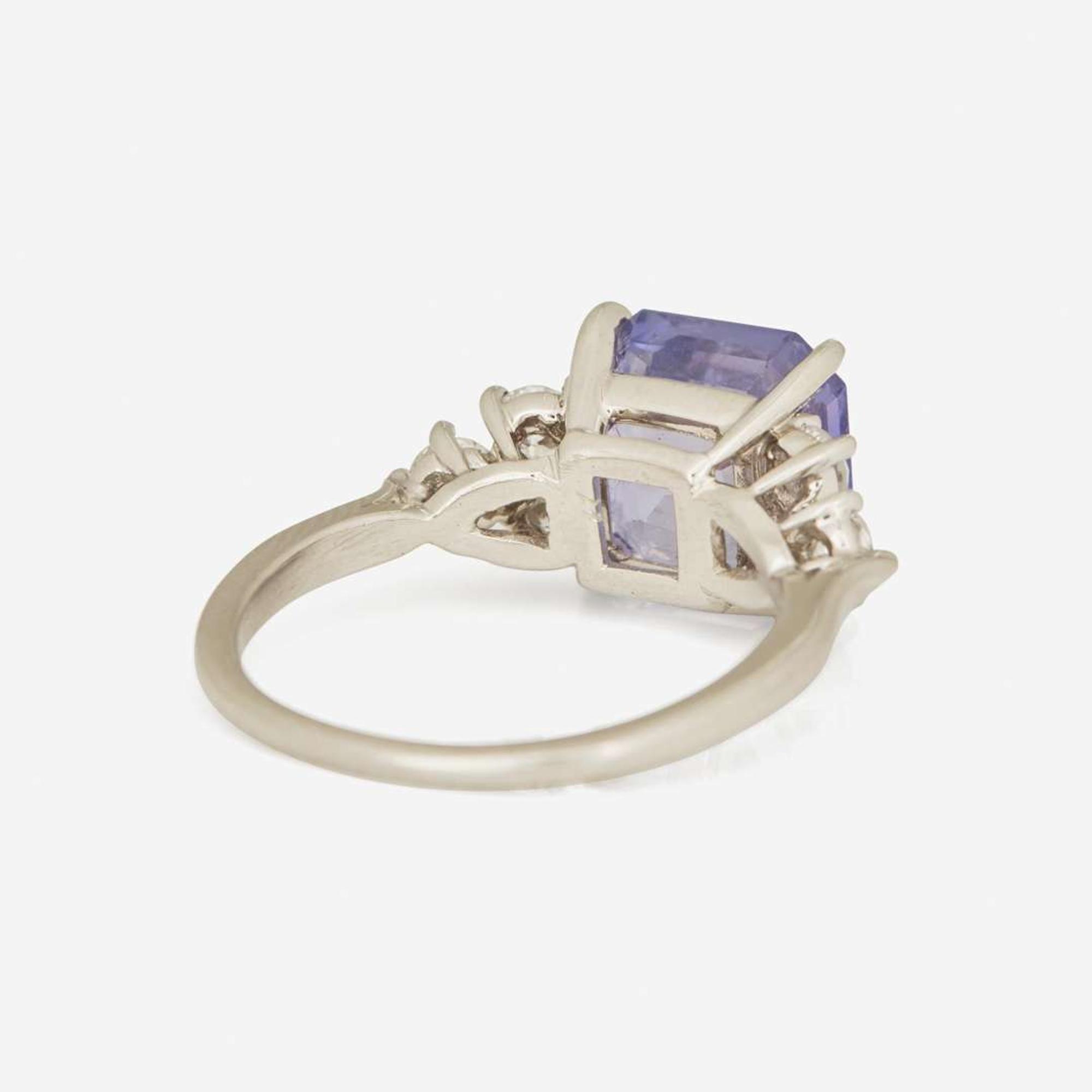 A Platinum, Purple Sapphire, and Diamond Ring
