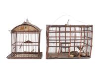 Four Wood and Wire Bird Cages