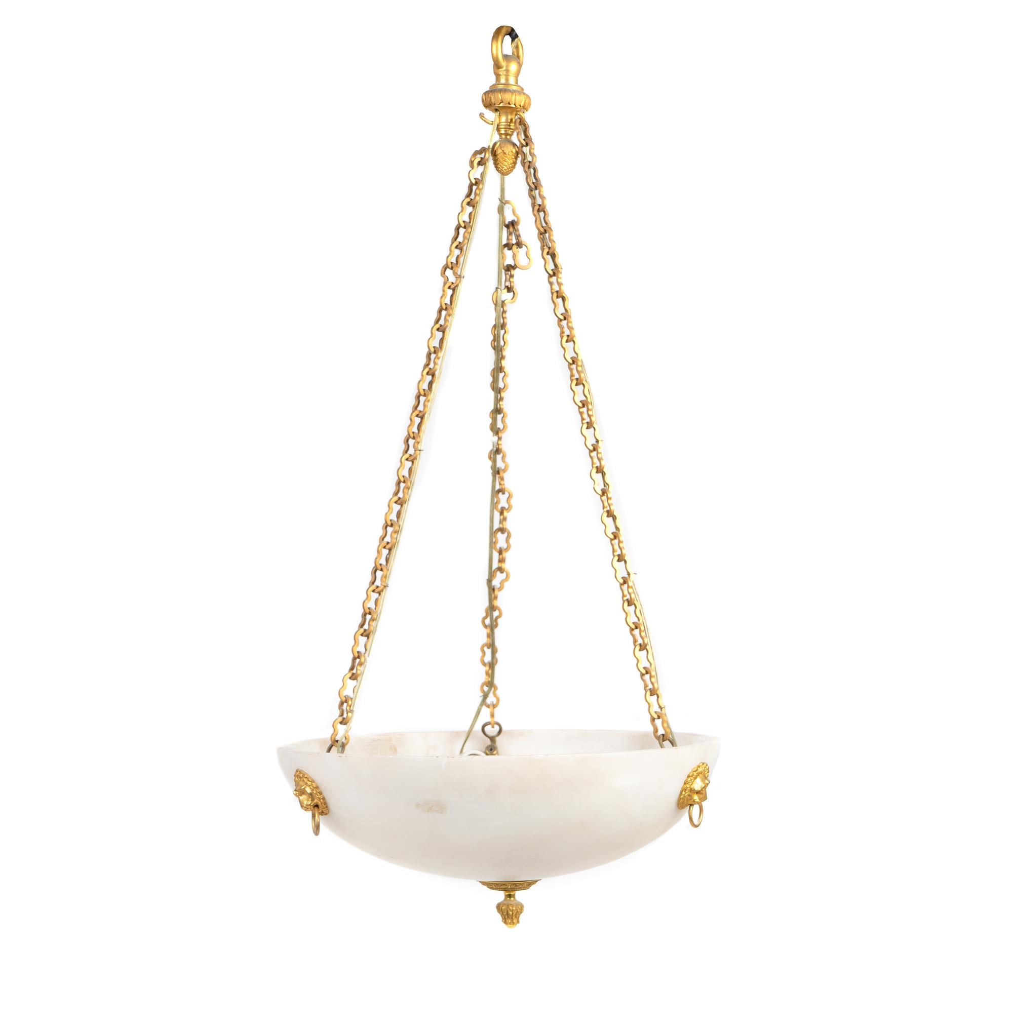A Neoclassical Style Alabaster Ceiling Fixture