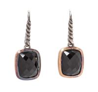 A Pair of Sterling Silver, 18 Karat Yellow Gold and Onyx 'Noblesse' Earrings, David Yurman, 3.45 dwts.