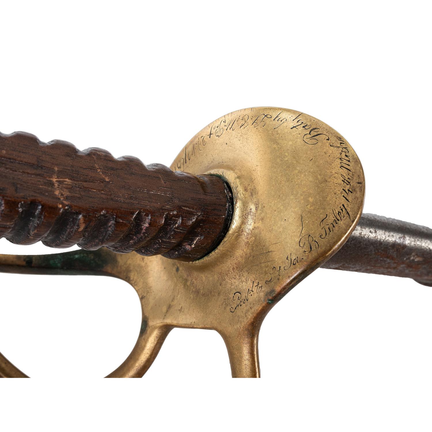 Ames Model 1860 Light Cavalry Saber Presented to Lt. James B Finley, 14th Michigan Artillery.