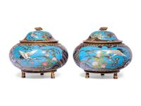 Two Pairs of Japanese Cloisonné Enameled Jars