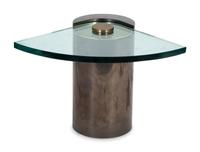 A Karl Springer Gunmetal, Bronze and Glass Cantilever Table — AMERICAN, CIRCA 1980