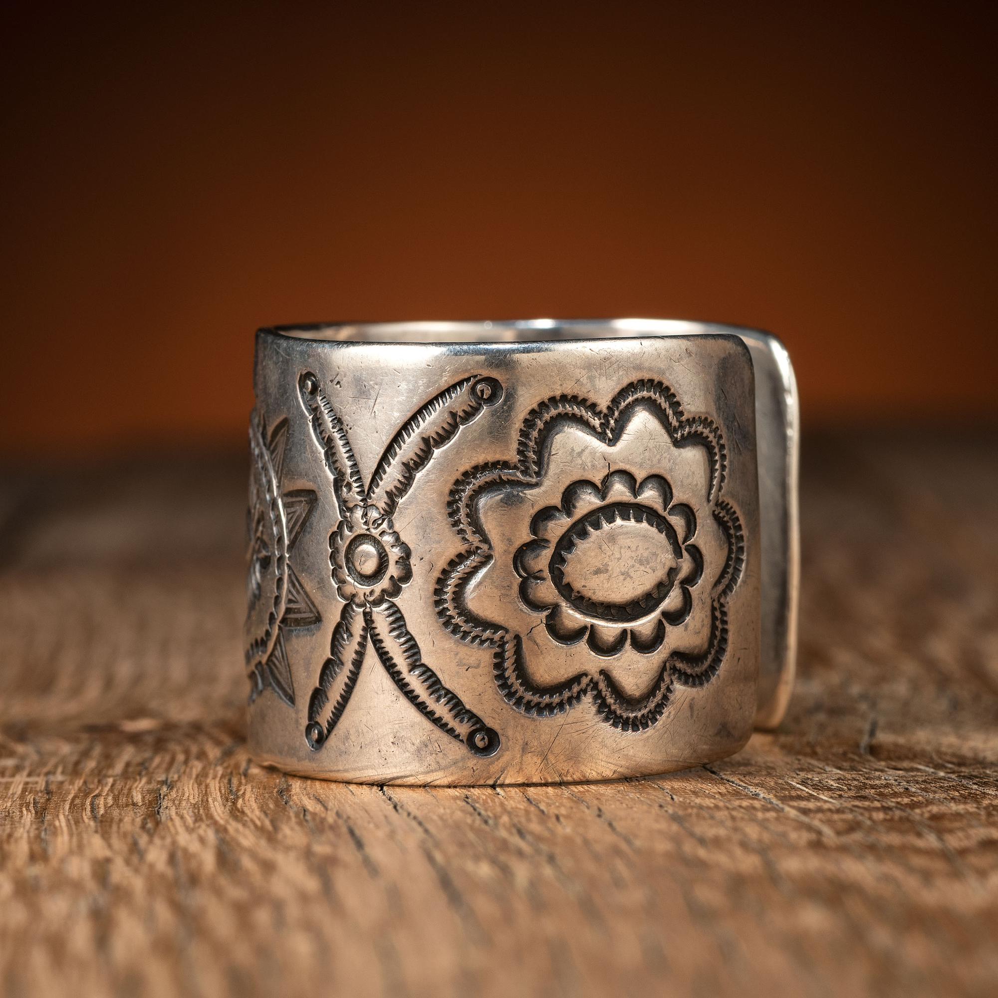 Navajo Stamped Silver Ingot Cuff Bracelet